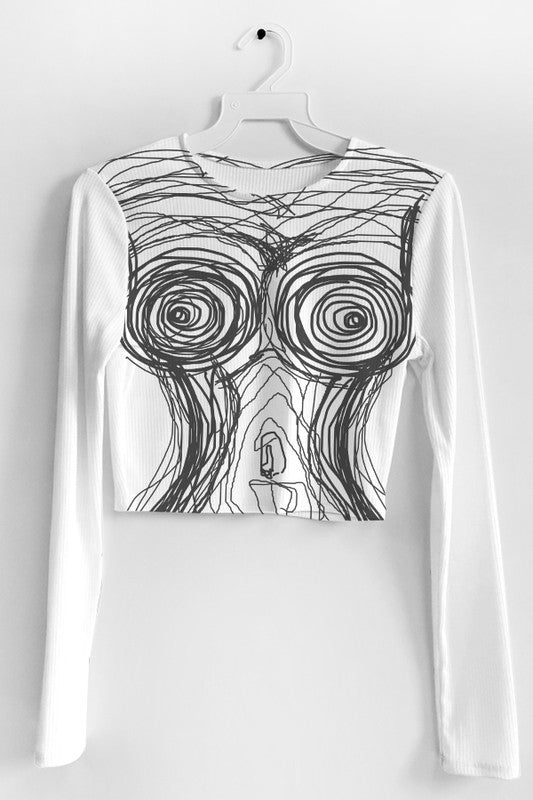 Plus Size Abstract Body Crop Top