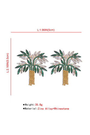 Rhinestone Palm Tree Drop Earrings