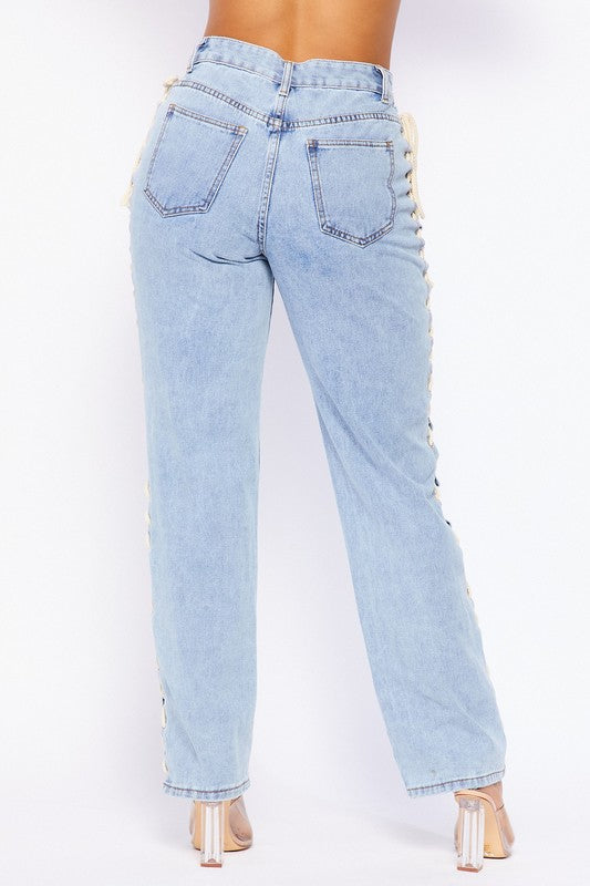 sommerfugl Eksperiment Akkumulering Side Lace Corset Detail Denim Jeans – Rag & Muffin