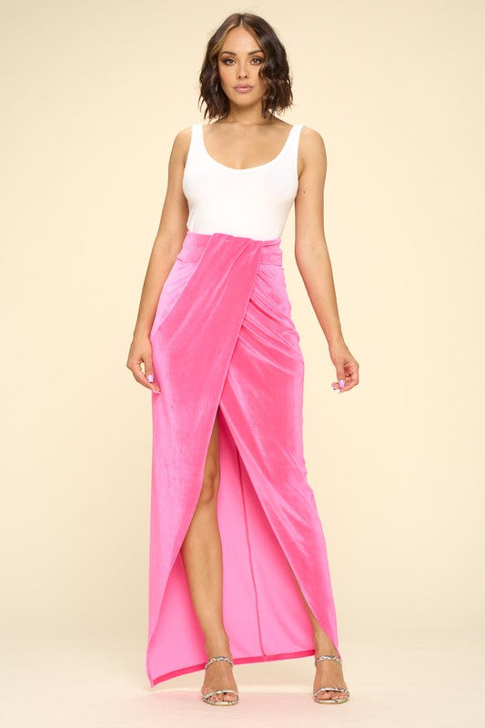 Pink Velvet Wrap Skirt