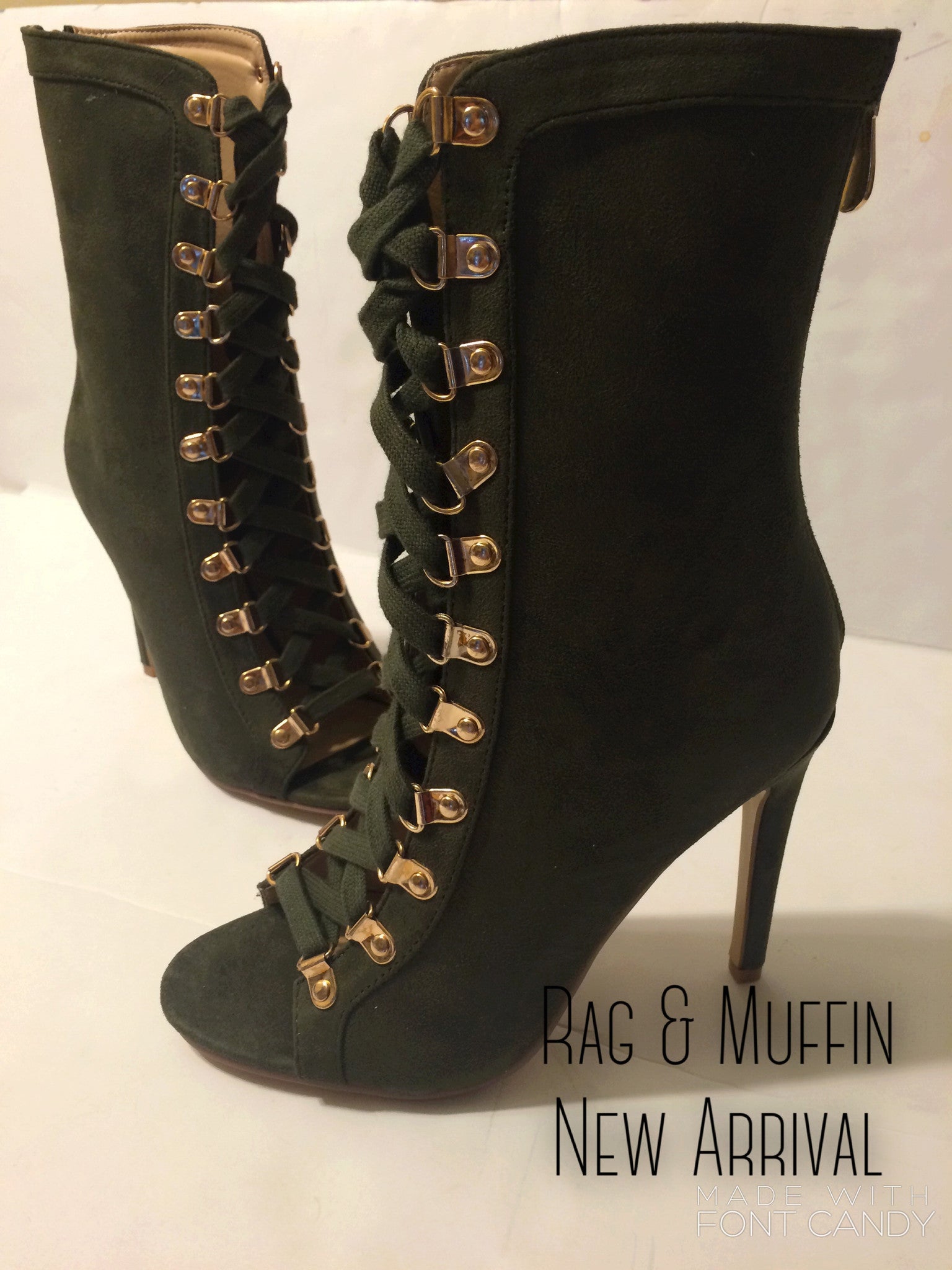 Rag & Muffin New Arrival: Fiona Suede Peep Toe Bootie