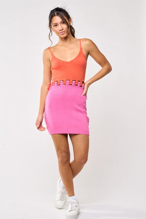 Color Block Knit Mini Dress