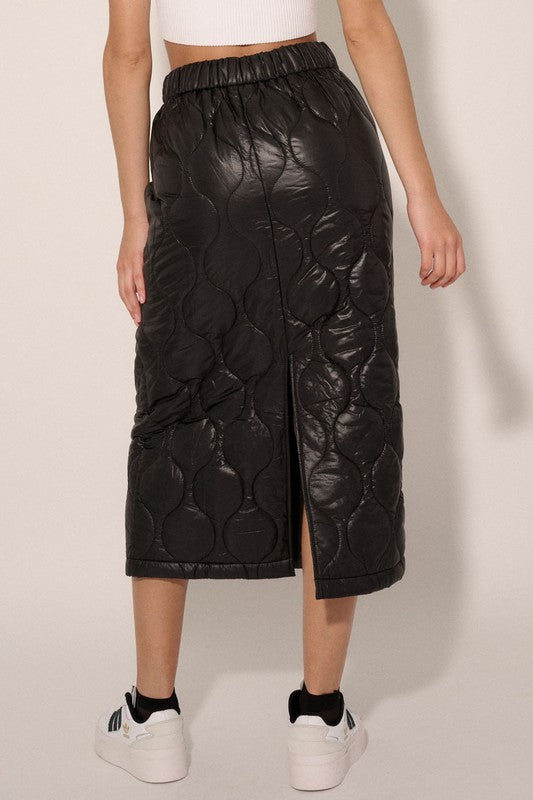 Faux Leather Quilted Skirt
