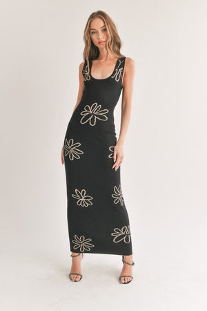 Floral Print Knit Maxi Dress