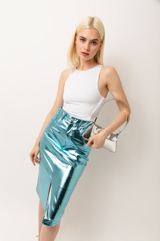 Metallic Pencil Skirt 
