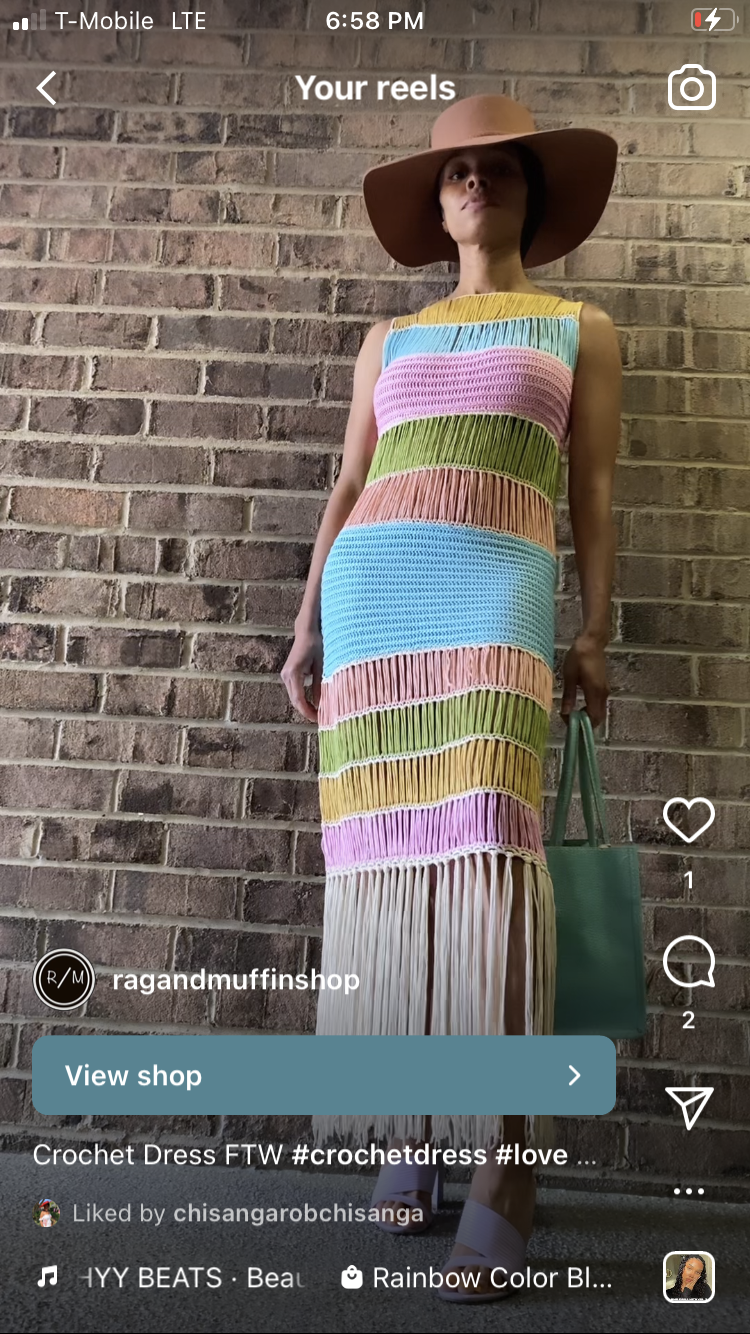 Rainbow Color Block Crochet Fringe Dress