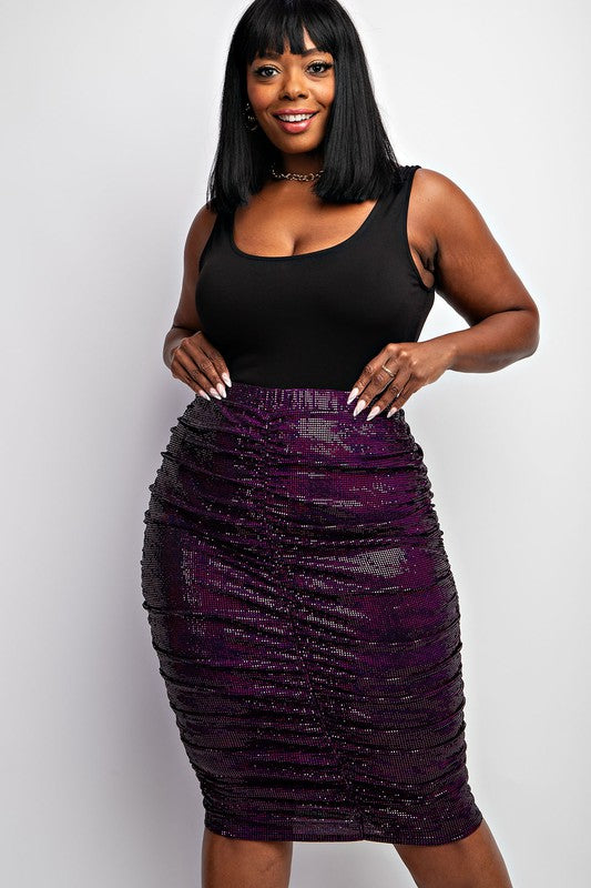 Plus Size Sequin Ruched Skirt