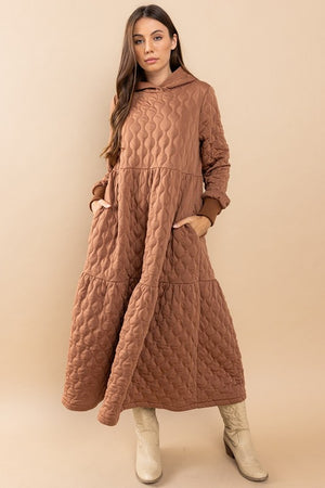 Quilted Hooded Maxi Dress
