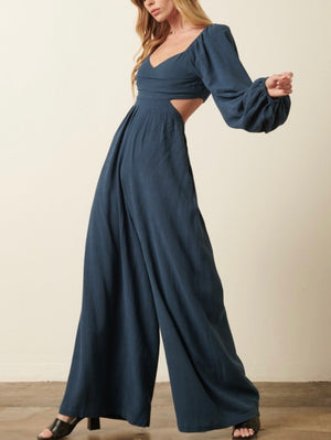 Puff Sleeve Cut Out Jumpsuit