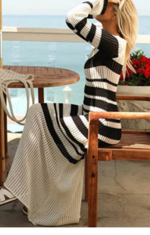 Striped Crochet Maxi Dress