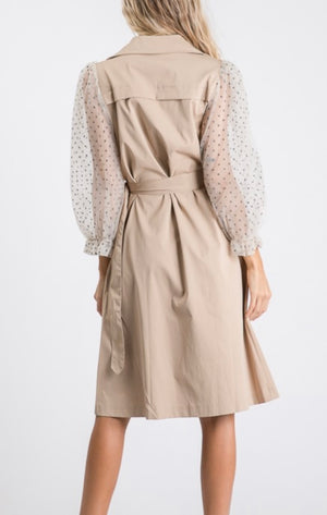 Tulle Sleeve Trench Coat