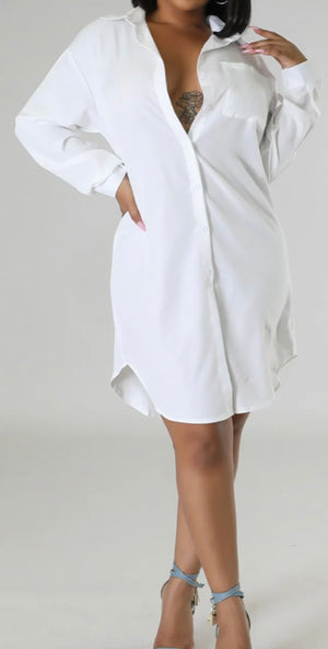 White Collar Blouse with Denim Skirt Belt