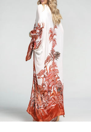 Red Forest Print Kimono