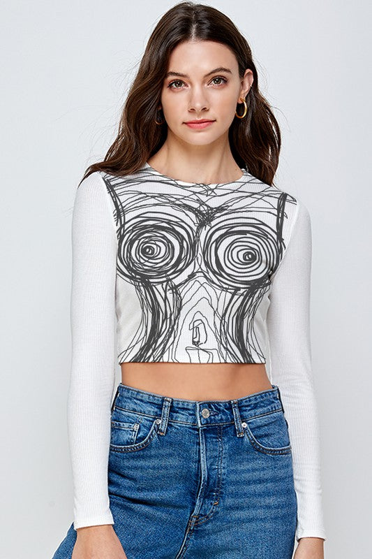 Abstract Body Crop Top
