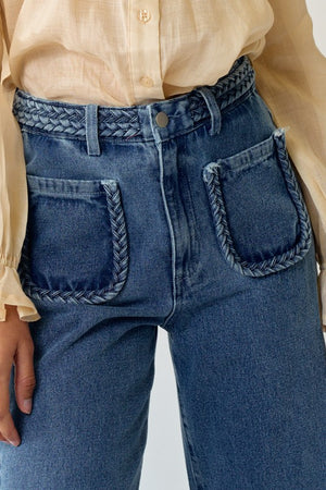 Braid Detail Relaxed Fit Jeans