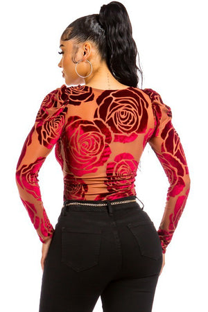 Burnout Rose Bodysuit