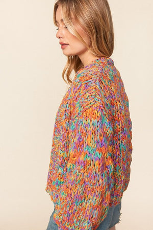 Chunky Knit Colorful Cardigan Sweater