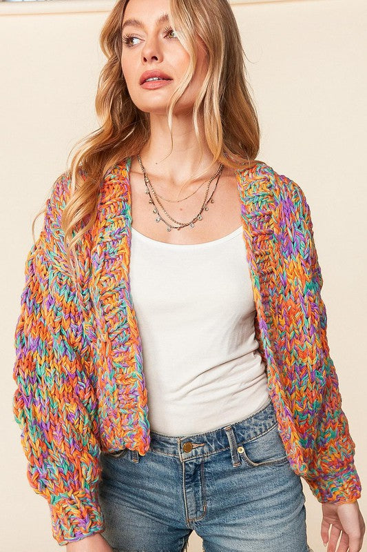 Chunky Knit Colorful Cardigan Sweater