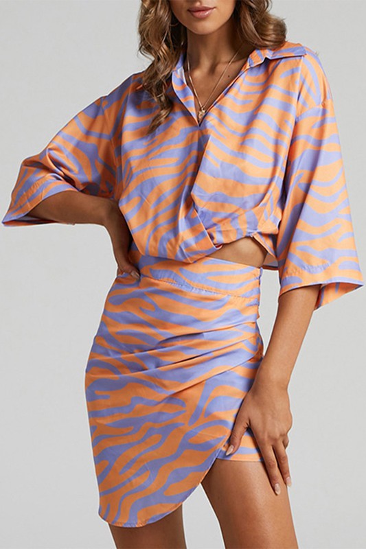 Color Pop Zebra Print Skirt Set