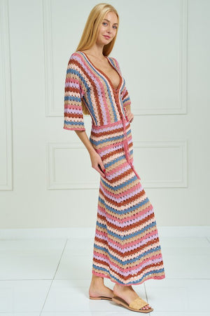 Crochet Striped Midi Dress