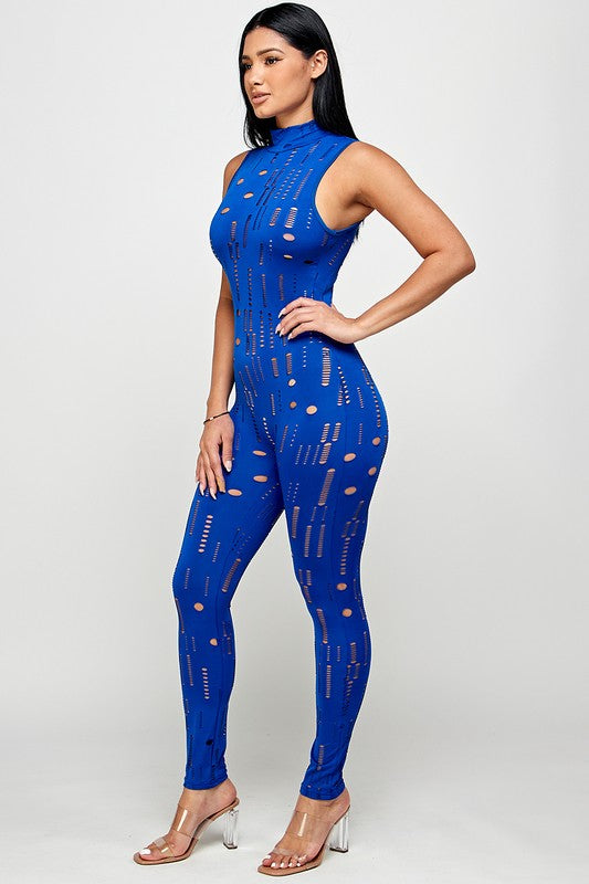 Cut Out Sleeveless Jumpsuit