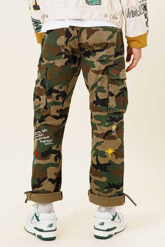 Embroidered Cargo Pants - Men's