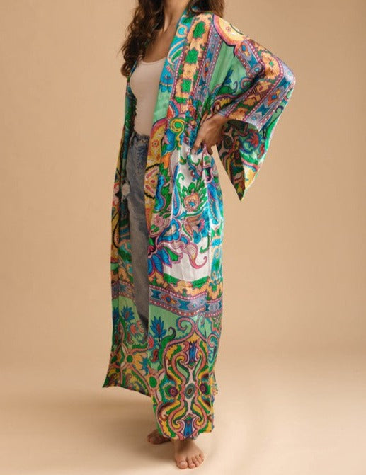 Jade Bohemian Print Kimono