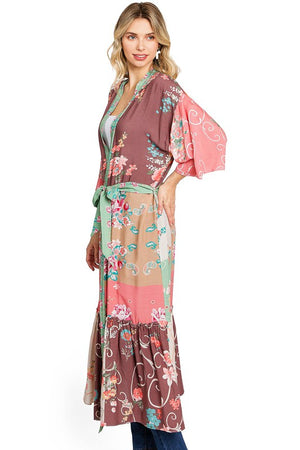 Mixed Print Patchwork Kimono