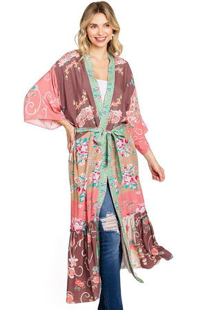 Mixed Print Patchwork Kimono