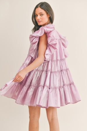 Pink Balloon Puff Sleeve Mini Babydoll Dress