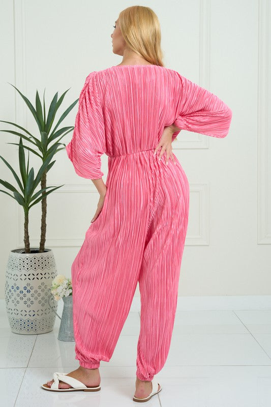 Pink Pleated Jumpsuit
