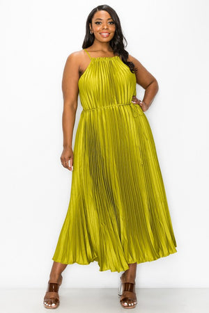 Torrid Plus Size 3X Neon Yellow Snake Print Midi Chiffon Pleated Dress EUC