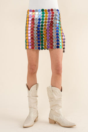 Rainbow Chainmail Mini Skirt