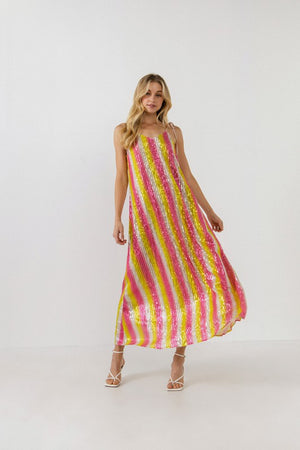Striped Sequin Maxi Dress