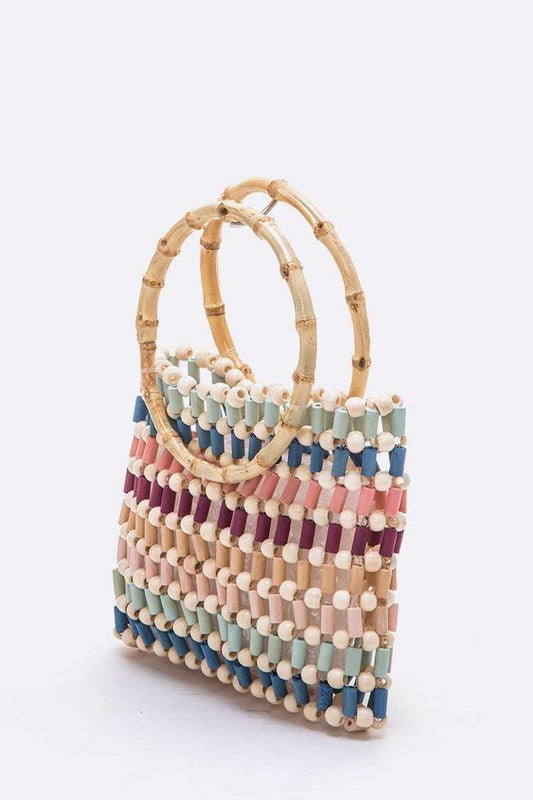 Colorful Wooden Beaded Tote Bag