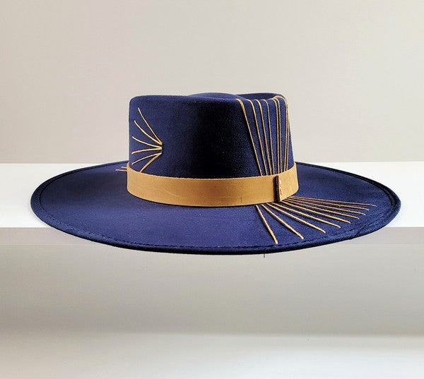 Cameo Suede Bolero Hat- Blue