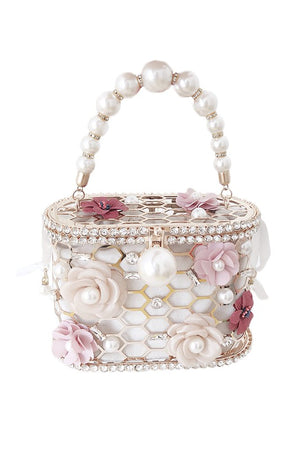 Floral Pearl Basket Bag