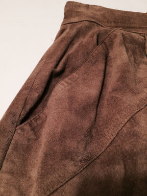 Vintage Brown Suede Midi Skirt Size 8