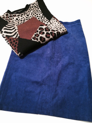Vintage Blue Suede Skirt Size 13