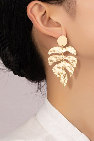 Monstera Leaf Gold Earrings