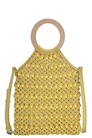 Crochet Beaded Bag With Wooden Handle
